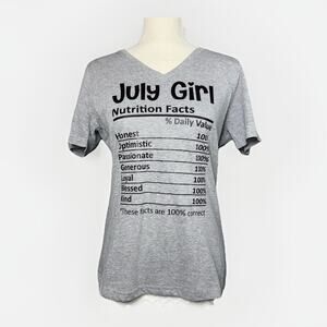 July Girl Ingredients Label Ladies Medium Novelty T-Shirt Gray Summer Birthday